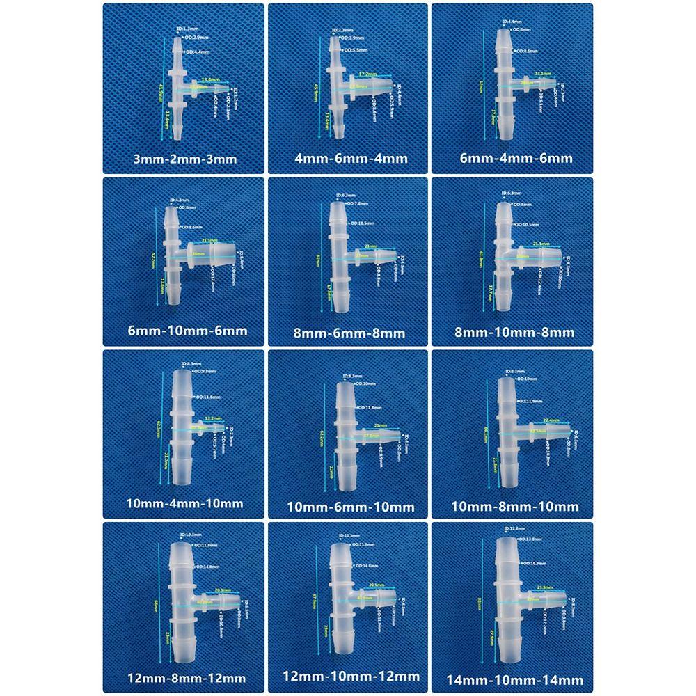 10Pcs Varied Diameter 3 Way Connector Plastic Hose Fittings  for Aquarium Fish Tank Fittings