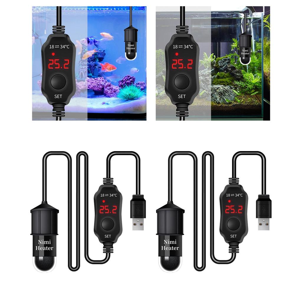 Aquarium Heaters Small 10W with Controller Intelligent Overheat Protection Submersible Heater Digital Display Adjustable Temps