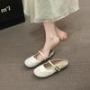 Soft-soled Mary Jane shoes round head shallow mouth Spring commuting versatile word with flat bottom half slippers women's comfort