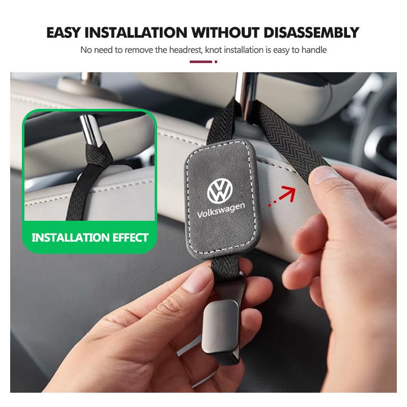 Universal Car Suede Hook High-Quality Headrest Storage Hanger For Volkswagen VW Scirocco Jetta Beetle Golf 4 5 6 Passat Polo B5