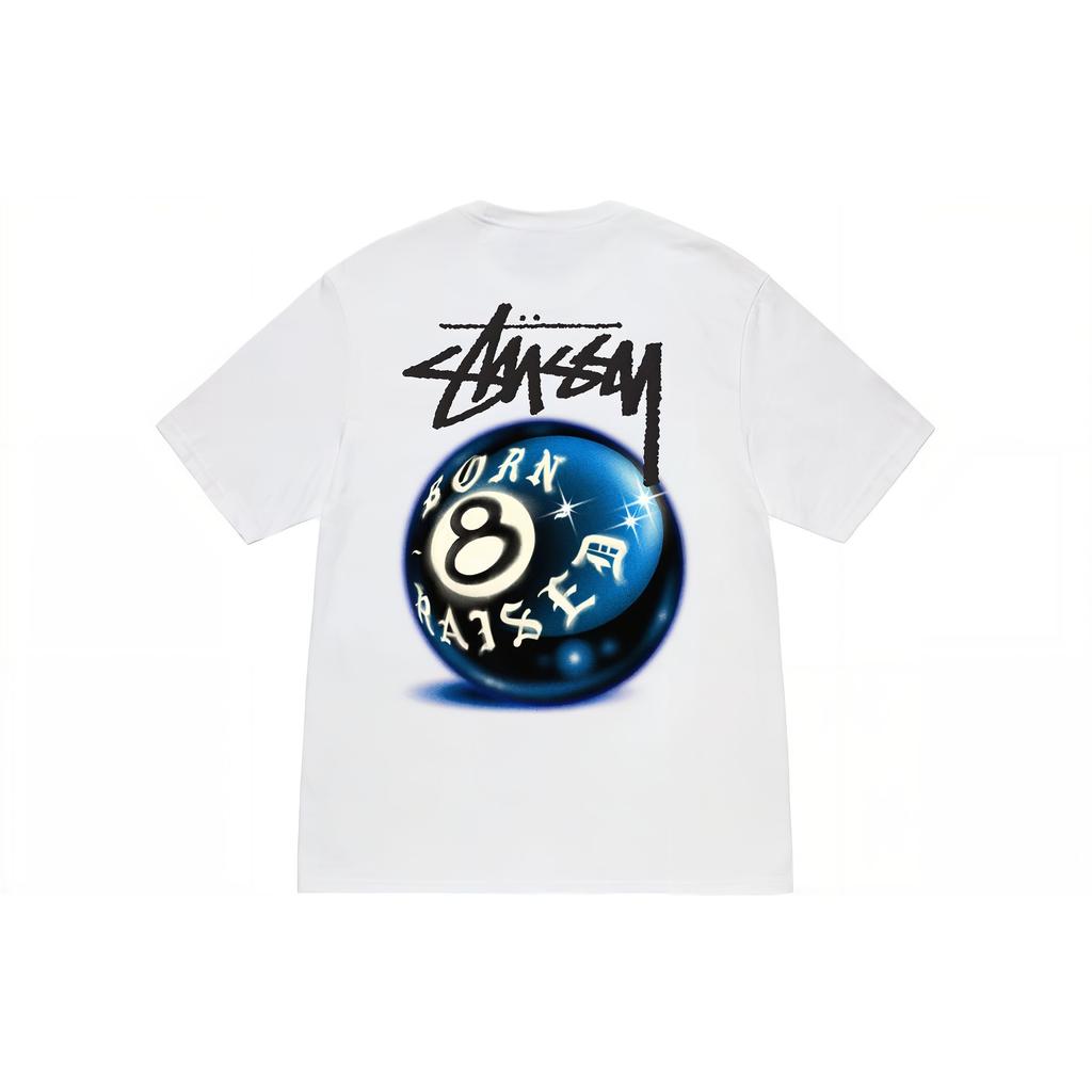 Stussy X Born X Raised Collaboration SS23 8 Ball Tee Unisex Tops Black White 3903852