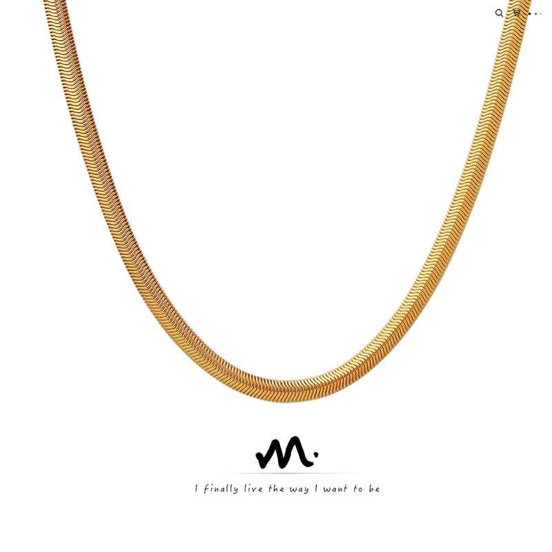 Gold-Plated Minimalist Snake Bone Chain Necklace - Hot-Selling European & American Jewelry