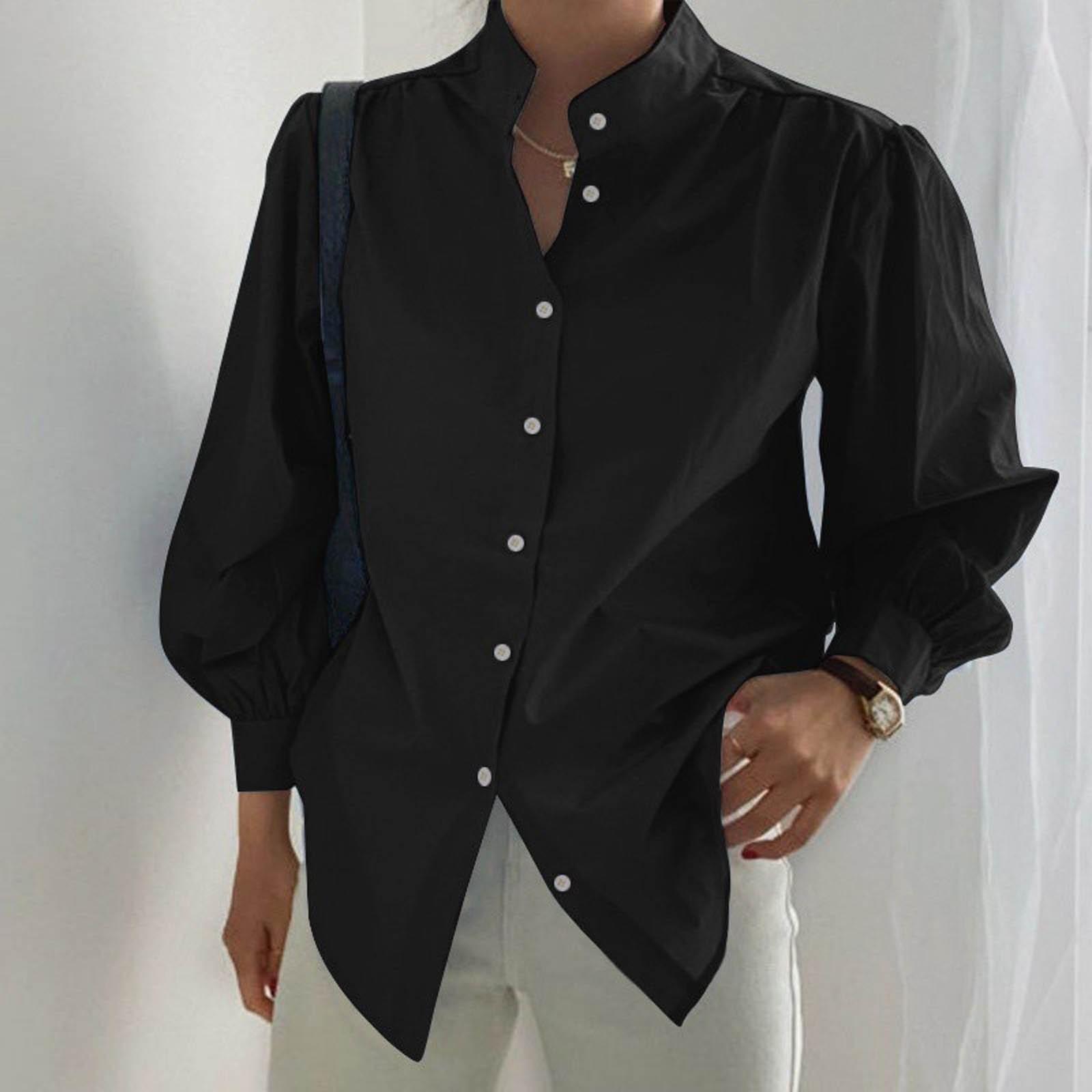 

Women s Color Long Sleeve Shirt High Collar Easy To Work In An XXXL чёрный