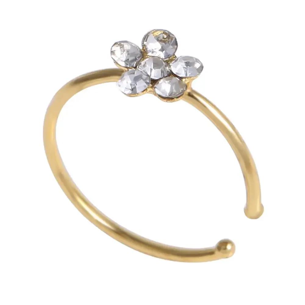 1pc Non Piercing Flower Clip Nose Ring Fake Hoop Earring Stainless Steel Ear Cuff Without Holes Body Jewelry
