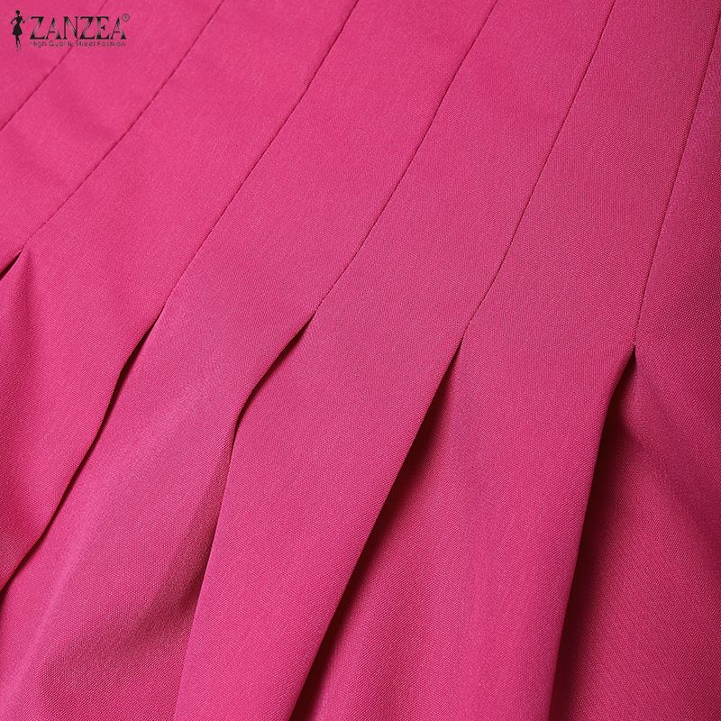 ZANZEA Lässiges Sommerkleid mit Rundhalsausschnitt und kurzen Ärmeln für Damen