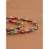 Yhpup Rainbow Enamel Chain Necklace Bracelet Set 316L Stainless Steel 18 K PVD Plated Set Waterproof Jewelry Y2K Party Gift