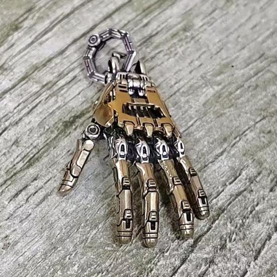 Mekanisk Hand Hänge Steampunk Halsband Hänge Retro Articulerade Fingerleder Robot Hand Berlock Smycken för Män Kvinnor