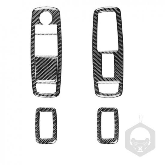 5 Stück Karbonfaser Innenfenster-Bedienfeldverkleidung Zierleiste für Dodge Charger