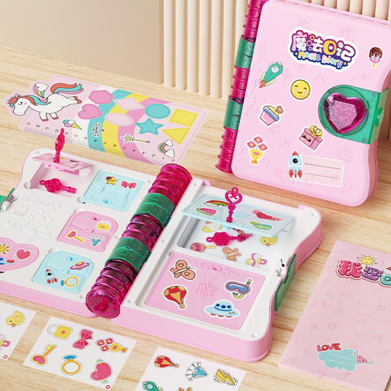 Jurnal de jucărie prințesă pentru fete cu chei de blocare ascutitoare de creion autocolant pentru ștergerea materialelor educaționale jucărie cadou pentru fetiță 3 14 ani
