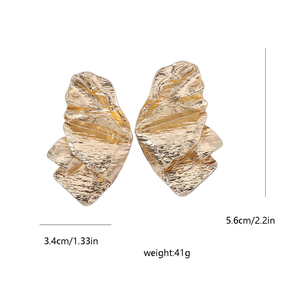 New twisted pleated cold style irregular petal earrings with exaggerated high-end design and butterfly stud earrings