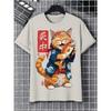 3D Printed 2025 New Men's T-shirt Cartoon Warrior Cat Art Short Sleeved Round Neck T-shirt Casual Street Top