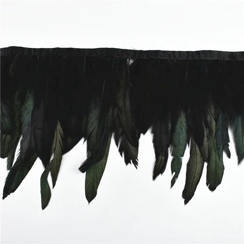 Rooster Feathers On Tape Tassel Fringe Trim Skirt with Dress Cock Chicken Pheasant Feather Ribbon Sewing Clothes DIY Decoration