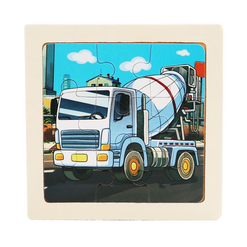 9-Piece Wooden Cartoon Animal Transport Jigsaw Toy for Early Education