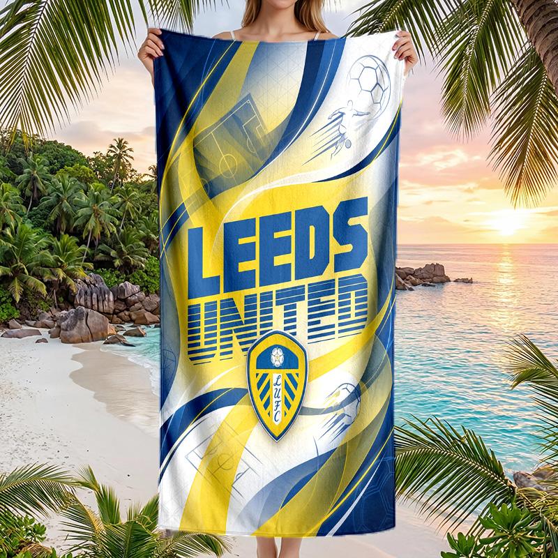 Leeds United Fußball Strandtuch Weiches Mikrofaser Sommerhandtuch Schnelltrocknendes Saugfähiges Handtuch für Strand Schwimmbad Reisen