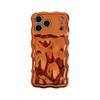 Luxury Electroplated Orange Stone Pattern Phone Case for iPhone 13 14 15 16 17 Pro Max Wave Edges Shockproof Soft Back Cover