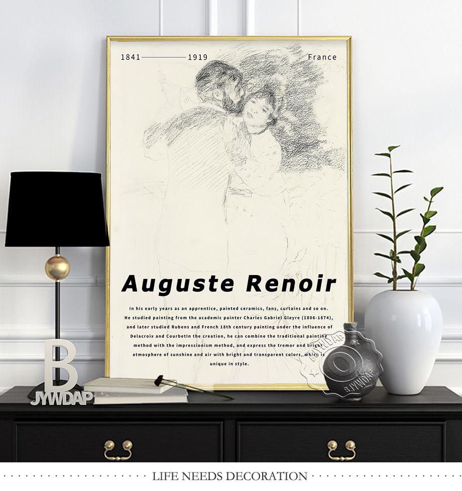 France Pierre-Auguste Renoir Canvas Painting, Auguste Renoir Impressionism Exhibition Museum Poster, Vintage Oil Paint Home Decor No Frame