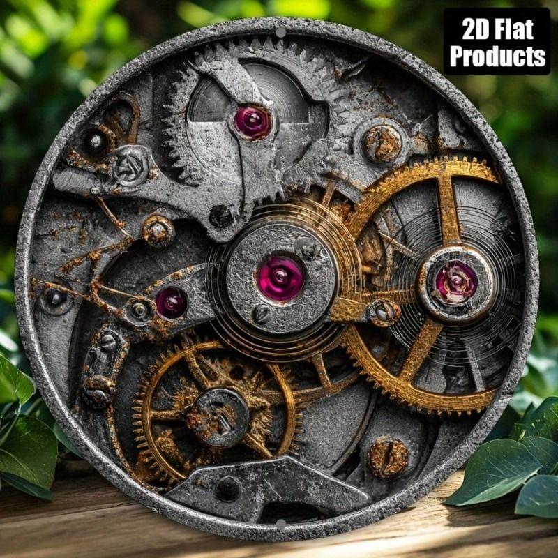 Retro Metal Tin Sign Art Circle 20x20cm Wall Decor for Living Room Bedroom