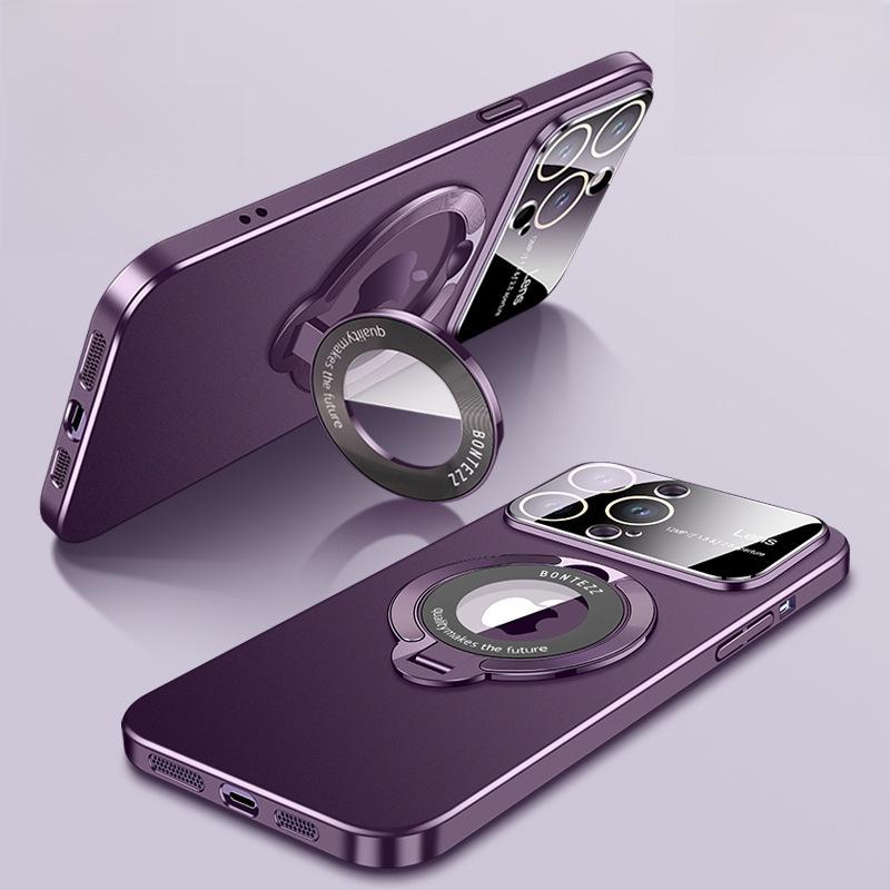 "iPhone 16 Pro Max Frosted Case with Magnetic Metal Bracket for Apple 15"