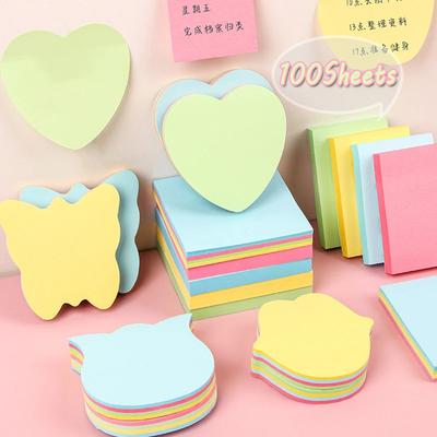 100 Sheets Color Sticky Notes, Strong Self-Adhesive Memo Pads, Simple Design Stationery for School Office Message Reminder Stickers