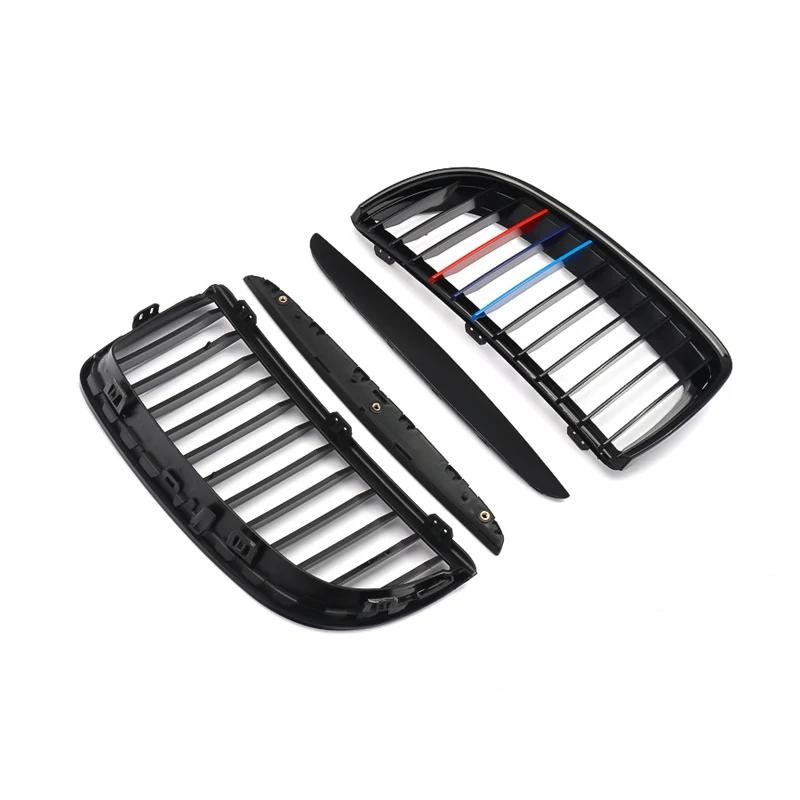 BBJH7 MAGICKIT Kidney Grill Gloss Black with M-Color Fins Glossy Black ABS For BMW 3 Series E90 Sedan 4-DOOR 2005-2008 CAR Accessories