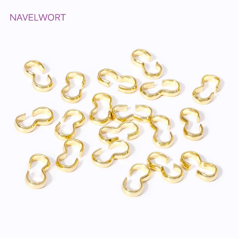 50-100Pcs/Lot 18K Gold Plated Brass Double Open Rings Connectors Clasps For Bracelets/Necklaces Making DIY Jewelry Materials