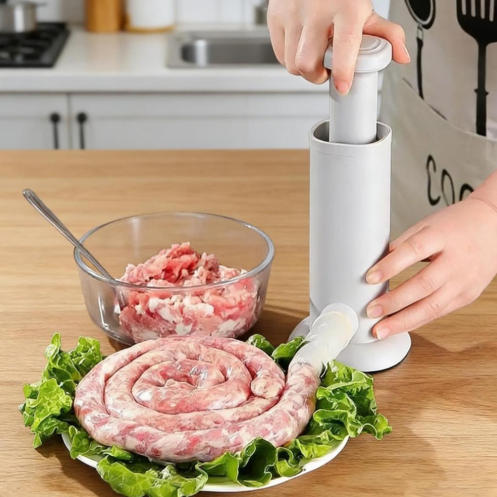 Manual Sausage Stuffer and Meatball Maker Kit Sausage Casing Filler with Filling Nozzle Home Kitchen 2 in 1 Cooking Gadget