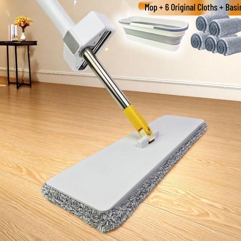 Large Absorbent Hands-Free Flat Mop: Easy One-Drag Cleaning, New Model with Thickened Head for Household Use