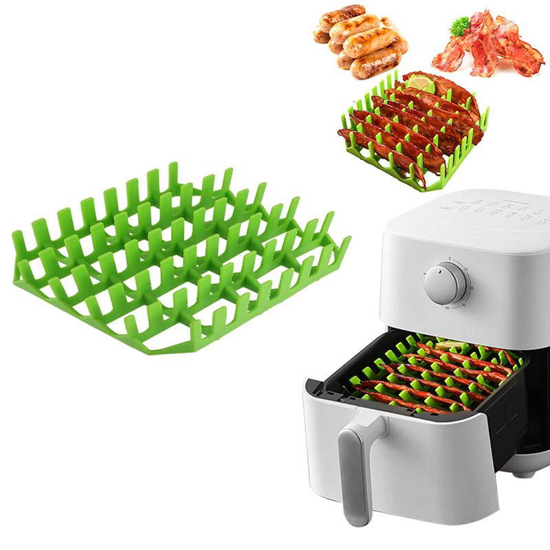 1 Stück Silikon-Heißluftfritteusen-Schale, Frittierkorb, Form, Korb, Topf, Wiederverwendbar, Hot Dog, Speck, Kuchenrost, Heimparty, Backzubehör