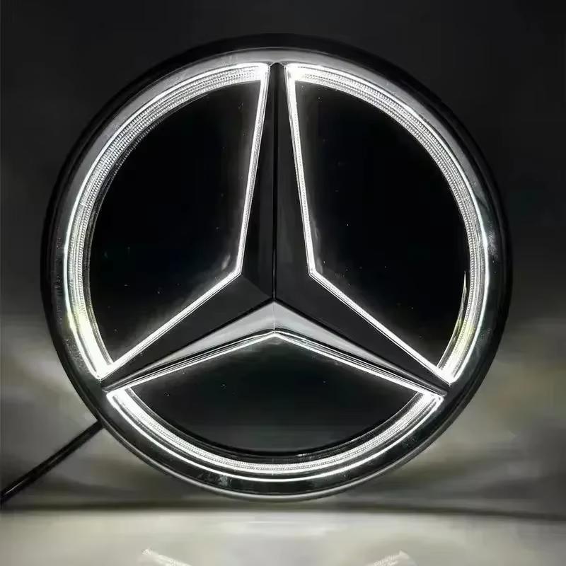 FA03Car Front Grille Logo Light Mirror LED Badge Badge Luminous Decorative Light for Mercedes Benz W213 E-Class Key Ring