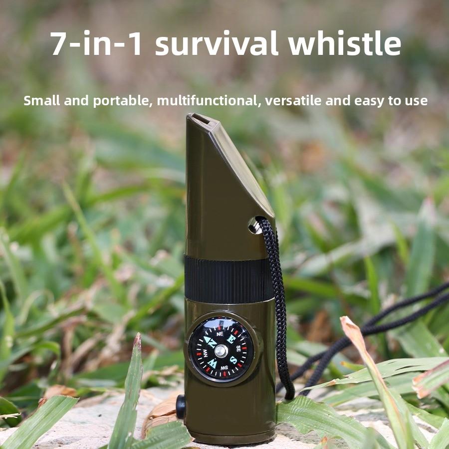Outdoor Camping Seven-in-one Multi-functional Whistle ALICE Survival Whistle Life-saving Whistle with Flashlight Thermometer Compass