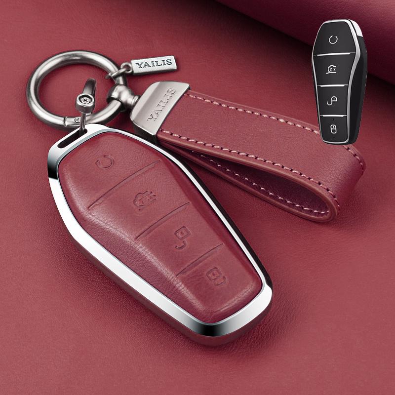Metal Leather Car Remote Key Cover Case Holder shell Fob For New ATTO 3 2 8 Song Pro Plus Shark Dolphin Seal U 5 Sealion 6 7