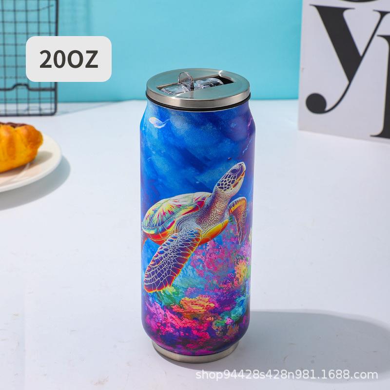 1 pc 500ML Thermos with Straw 304 Stainless Steel Beer Bottle Cola Can Termos Para Cafe Beer Cold Keeper Home Kitchen Drinkware