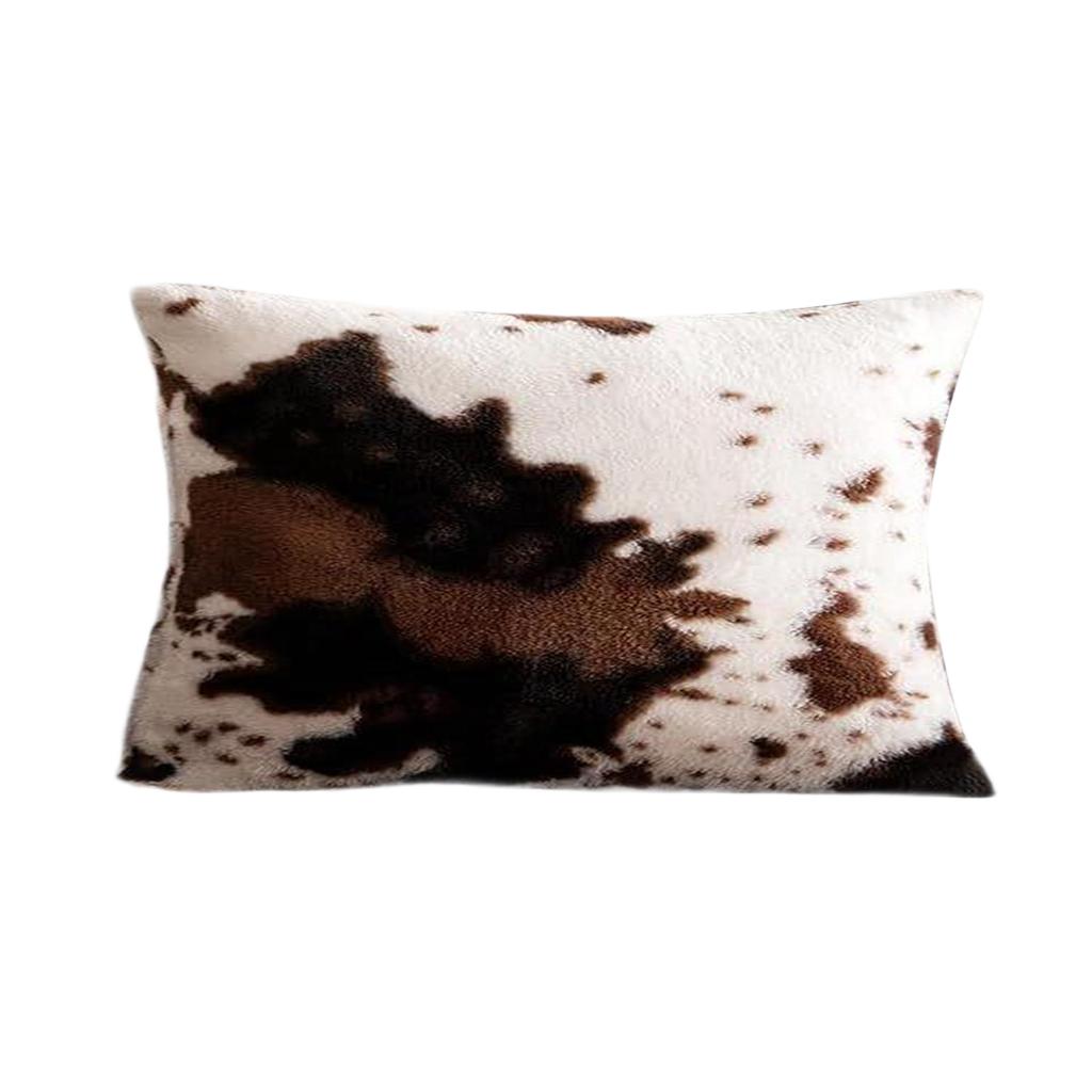 Double-sided Cow Print Plush Pillow Cover, Artistic , Ultra-soft Printed Sofa Decorative Cushion Cover.