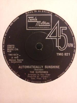 7inch Record SUPREMES - Automatically Sunshine TMG821 Tamla Motown 1972 UK Soul/Funk Used
