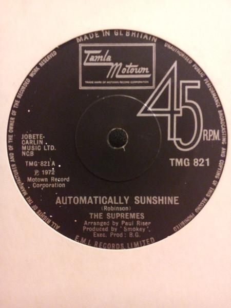 

7inch Record SUPREMES - Automatically Sunshine TMG821 Tamla Motown 1972 UK Soul/Funk Used