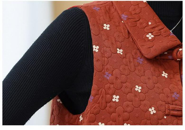 Spring & Autumn Floral Pipa Button Vest: Women's Casual Lapel Shawl for Middle-Aged & Elderly