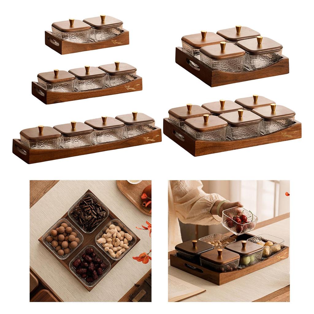 Compartmentalized Serving Tray for Dried Fruit, Sturdy, Portable, Multifunctional, Dustproof,