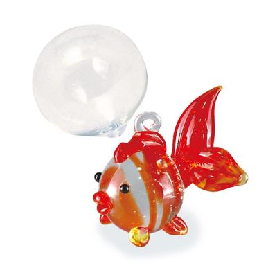 Fourcart Niedlicher handgefertigter Glas-Schwimmer, Schwingender Goldfisch, Breite 26mm, Perle 20mm