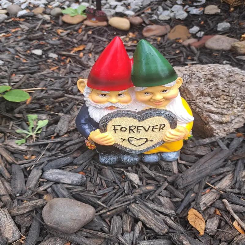 Romantiskt Julpar Alv - Kombinera Jul och Romantik - Mysig Pose - Tomtestaty Juldekoration Gåvor