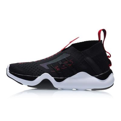 Li Ning Einteilige Gewebte Atmungsaktive Mid-Top Basketballschuhe Kinder Sneaker Schwarz Weiß Rot YKBP016-3