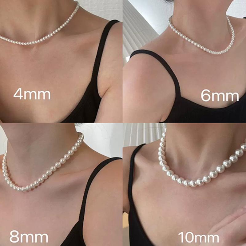 Náhrdelník z bílých perel Shijia - Elegantní, svěží a luxusní řetízek z mušlových perel pro ženy