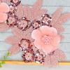 Heavy Industry Pink Beaded Sequins Three-Dimensional Flower Clothing Lace Evening Dress Dance Clothing Decorative Decal Fabric Stickers Accessories