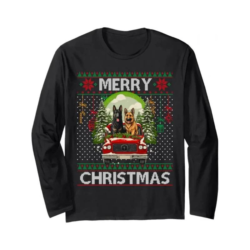 Spring and Autumn Round Neck 3D Printed Top Christmas Costume Fashionable Casual Long Sleeved Men's T-shirts