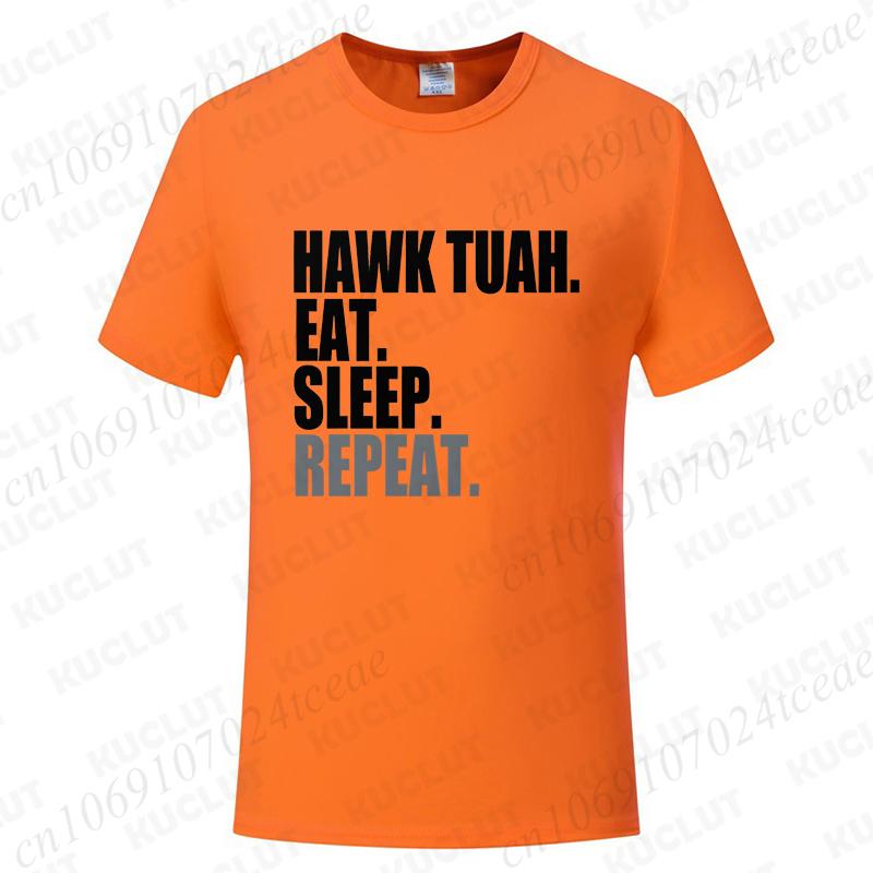 Hawk Tuah Eat Sleep Repeat Funny Meme T-shirts Unisex Tshirt Men Women's Fashion Casual Oversized T Shirt Short Sleeve Clothing