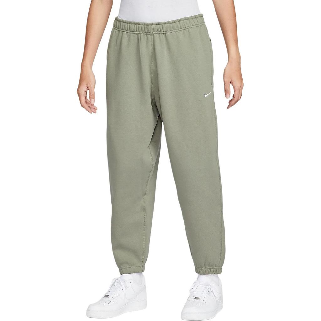 Nike Solo Swoosh Loose Fit Lace Up Knitted Fabric Comfortable Fleece Lined Casual Pants Men's Light Army Green/White DX1365-320