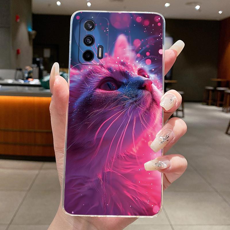 Aesthetic Fashion Cute Cat Astronaut Silicone Phone Case For Realme X7 Max 5G Soft Back Cover For Realme X7Max Transparent Funda