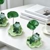 Home Ornaments Desktop Decoration Ceramic Frog Rotating Toys Decorative Laying Frog Statue  Table