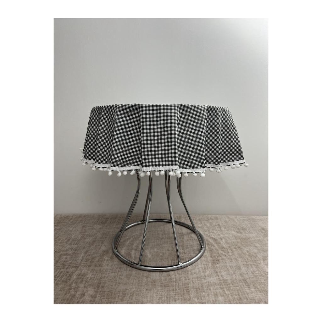 Bommel Gingham Round Pompom Ubrus Gingham Round