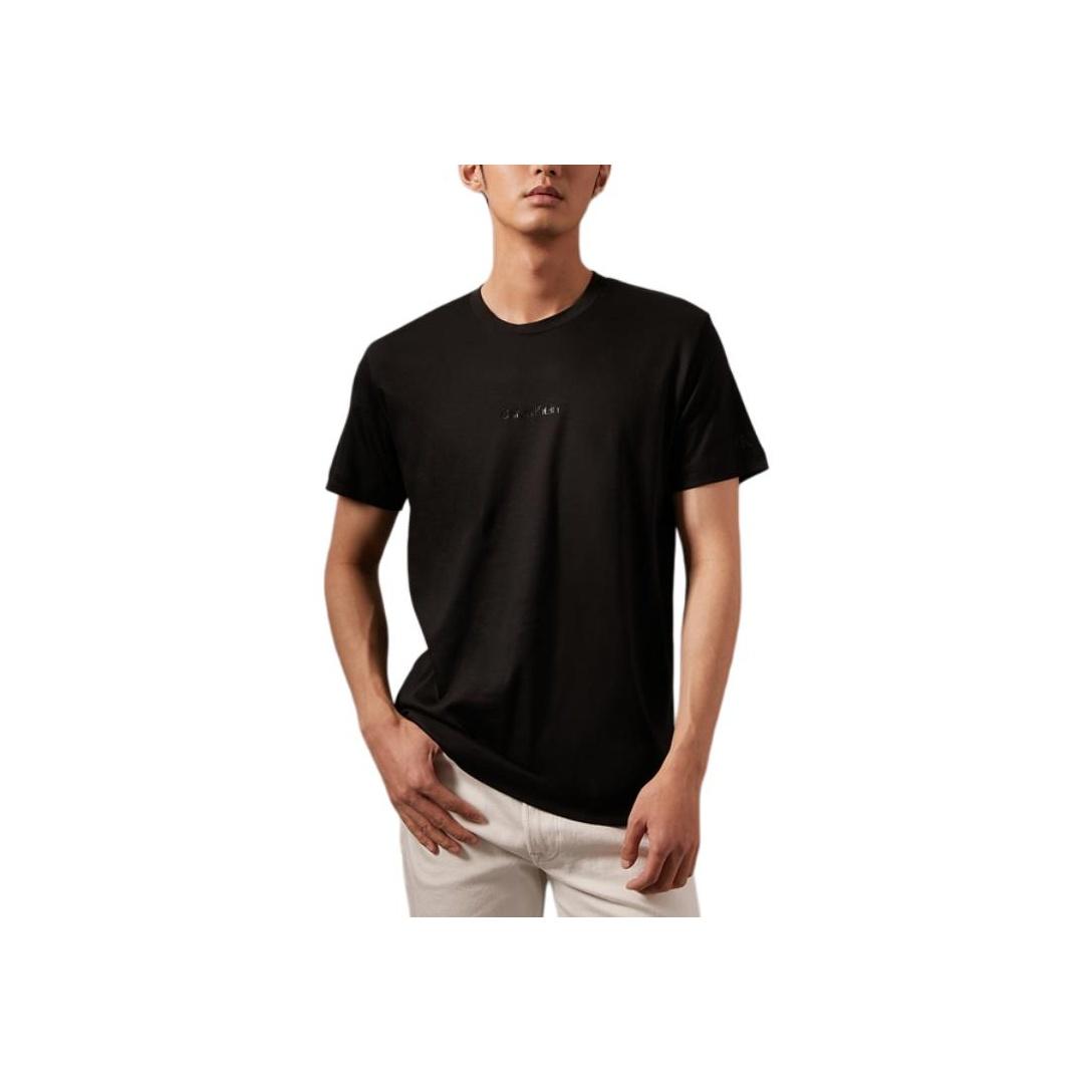 Calvin Klein Jeans Fashion Casual Round Neck Breathable Pure Cotton Simple Printed Short Sleeve T-Shirt Men Tops Black J320573-BEH M