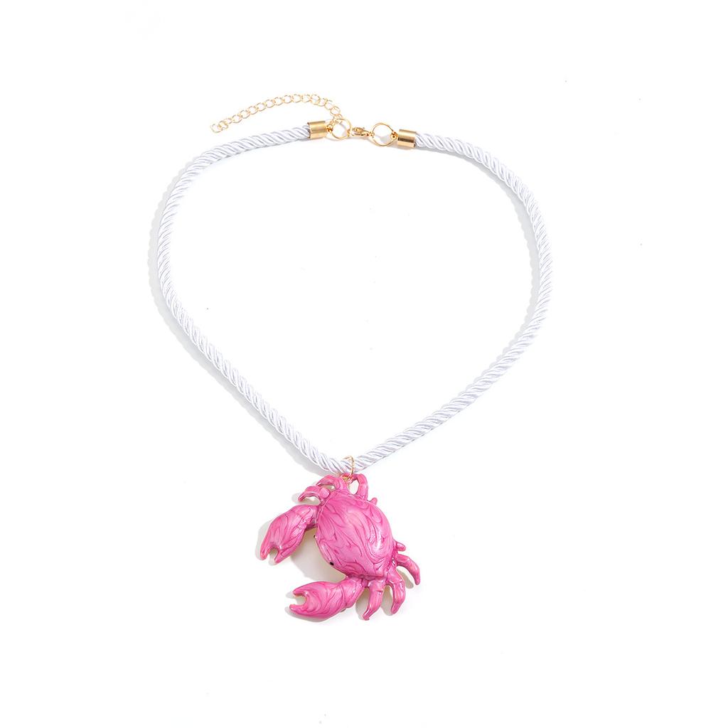 2026 Summer New Beach Ocean Element Pendant Color Spray Paint Crab Necklace Women's Clavicle Chain